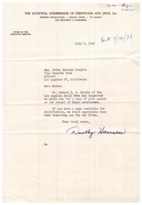Request for Speech on the Record of Negro Servicemen, 1946-07-09