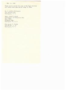 Distribution of The &quot;Negro&quot; Soldier Copies to Requested Individuals in Washington, D.C., 1946-01-01 - 1947-12-31