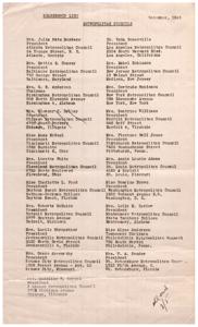 Membership List of Metropolitan Councils and Affiliated Organizations, December 1945, 1946-01-01 - 1947-12-31