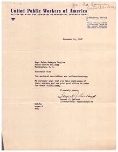 Resolutions Against Loyalty Purges and Un-American Activities: Call to Action, 1947-11-09