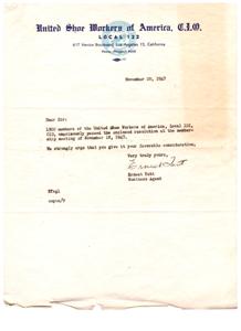 Resolution Against the Rankin Committee: United Shoe Workers of America, Local 122, 1947-11-18