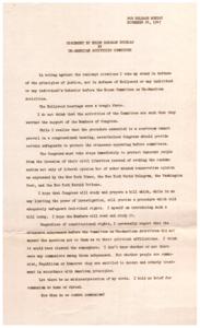 Statement by Helen Gahagan Douglas: Opposition to Un-American Activities Committee, 1947-11-04