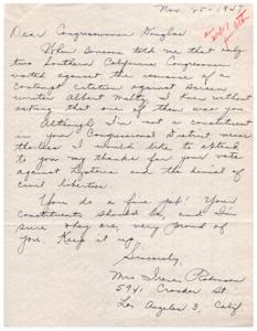 Thank You for Standing Against Injustice, 1947-01-01 - 1947-12-31