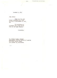 Letter of Support for H.R. 46: Abolishing Un-American Activities Committee, 1947-11-26