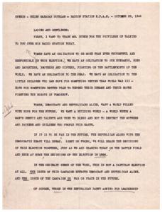 Helen Gahagan Douglas&#39;s 1944 Radio Address: Women&#39;s Role in the Election and the Pursuit of Peace, 1944-10-29