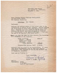 Optometrists&#39; Contributions for Helen Gahagan Douglas Campaign Headquarters, 1950-11-01