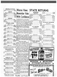 Election Results: Governor Warren Views with Confidence, 1950-01-01 - 1950-12-31