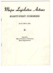 Legislative Actions of the Eighty-First Congress (Up to June 30, 1950), 1949-10-19