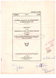 Federal Equality of Opportunity in Employment Act: Senate Report on S. 3368, 1950-01-01 - 1950-12-31