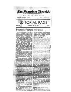 Bedrock Factors in Korea: The San Francisco Chronicle Editorial, 1950-01-01 - 1950-12-31