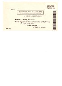 Business Reply Envelope: United Republican Finance Committee of California, 1950-01-01 - 1950-12-31
