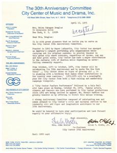 City Center celebrates 30th anniversary, invites Helen Gahagan Douglas., 1973-04-10