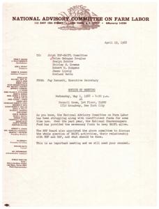 NACFL lacks funds, NSF provides support, meeting scheduled, counsel needed., 1968-04-19