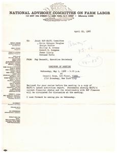 Reminder of Joint NSF-NACFL Committee meeting to discuss activities, finances., 1968-04-29