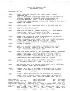 American Charity Golf &amp; Tennis Classic: Ambassador Jones&#39; Schedule, 1996-04-18 - 1996-05-16