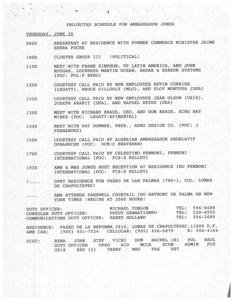 Commercial Opportunities in Mexico: Ambassador Jones&#39; Schedule and Speech, 1996-05-31 - 1996-06-20