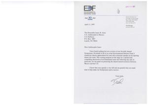 Letter of Appreciation to Ambassador Jones from Environmental Defense Fund, 1997-04-11