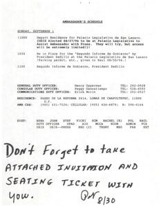 AMBASSADOR&#39;S SCHEDULE: SUNDAY, SEPTEMBER 1, 1996, 1996-09-01