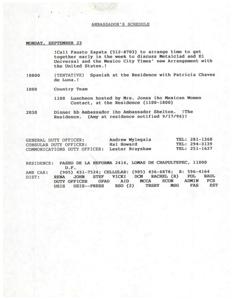 Ambassador&#39;s Schedule: Monday, September 23, 1996-09-17 - 1996-09-23