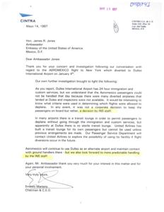 Concerns and Investigations: A Letter to the U.S. Ambassador Regarding Flight Diversions, 1997-05-14