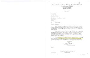 Correspondence with Ambassador James R Jones regarding Ward Downing, 1997-05-14