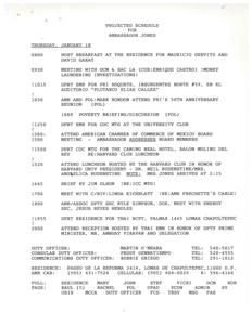 Projected Schedule for Ambassador Jones: Thursday, January 18, 1995-10-30 - 1996-02-02