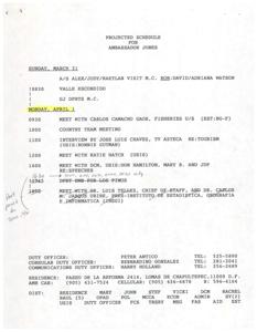 Tourism Interview and Meeting Schedule for Ambassador Jones, 1996-03-11 - 1996-03-31