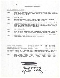 Ambassador&#39;s Schedule: Monday, November 4, 1996, 1996-10-16