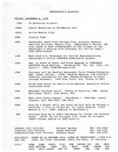 Ambassador&#39;s Schedule: November 8, 1996, 1996-01-01 - 1996-12-31
