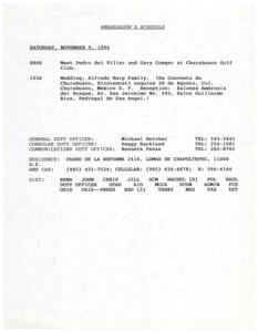 Ambassador&#39;s Schedule: Saturday, November 9, 1996, 1996-11-09