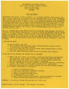 ["Big Brothers and Sisters of Tulsa is a volunteer program that pairs caring adults with youth in the Tulsa area to provide them with one-on-one support and friendship. The program, originally known as 1 to 1 Volunteer Services, was created in 1970 and has since become affiliated with the national Big Brothers of America and Big Sisters International programs. Youth in the program are typically ages 8-16 and may come from one-parent homes or face other challenges. Adults interested in volunteering must go through a screening process and commit to spending at least 3 hours a week with their matched youth. The program aims to provide positive role models and support for young people in need."]