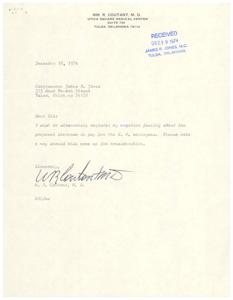 ["Dr. W.R. Coutant wrote a letter to Congressman James R. Jones on December 18, 1974, expressing his opposition to the proposed increase in pay for U.N. employees. He requested the Congressman to vote against the proposal if it comes up for consideration."]