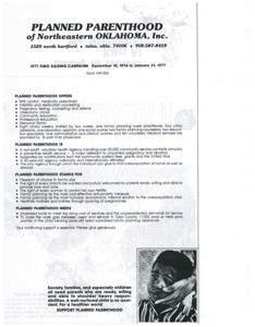["Planned Parenthood of Northeastern Oklahoma is conducting a fundraising campaign to support their services which include birth control, infertility counseling, pregnancy testing, and more. They are a non-profit agency focused on providing preventive health services and promoting freedom of choice in family planning. The agency relies on community support to meet the demands for their services and address the issue of overpopulation. The organization is run by a board of directors and officers, with Jacqulyn C. Longacre serving as the Executive Director."]