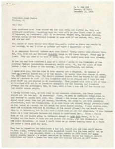 ["The author of the letter addresses President-elect Carter about the importance of national defense, tax reform, and providing tax cuts to low income individuals to stimulate the economy. The author suggests plugging loopholes in the tax laws and providing immediate tax relief to lower income individuals. They emphasize the importance of considering the needs of the low income group in all decisions."]