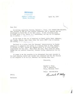 Correspondence Regarding Veteran Raymond L. Utley&#39;s Health and Care Compensation, 1975-10-03