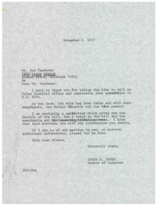 Congressman James R. Jones Responds to Constituent&#39;s Concerns on H.R. 9346, 1977-11-01