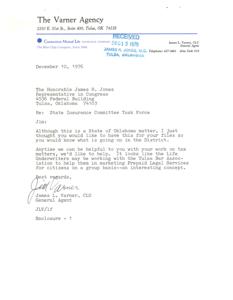 Correspondence and Meeting Minutes Regarding Insurance Regulatory Task Force, 1976, 1976-11-16