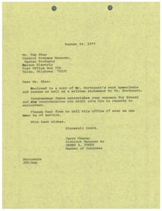 Congressman&#39;s Recommendation Letter for Ernest Northcutt&#39;s Potential Employment at Belson Electric, 1977-08-24
