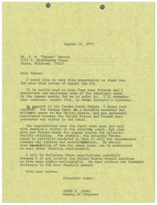 Congressman James R. Jones&#39;s Response to Concerns Over Panama Canal, 1977-08-16