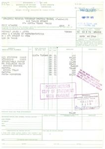 ["The document is a statement of withdrawals and credits made by the General Services Administration. It includes details of payments, invoices, and charges made to different accounts. The statement is addressed to James R. Jones, a member of the United States House of Representatives. The total amount due on the statement is $84.19. The document also includes information about the paying office and the certification of the items listed for payment."]