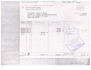 ["The document is a billing statement for a member of the United States House of Representatives, James R Jones, with details about the outstanding payments and the total amount due. The recipient is advised to pay immediately or provide a reason for non-payment. The statement includes information such as billing codes, dates, and amounts owed."]