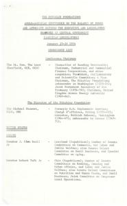 ["The document provides a membership list for the Anglo-American Conference on the Balance of Power and Authority between the Executive and Legislative Branches of Central Government, held in 1974. The list includes participants from the United States Senate and House of Representatives, as well as other members from the UK. The conference aimed to discuss the relationship between the executive and legislative branches of government."]