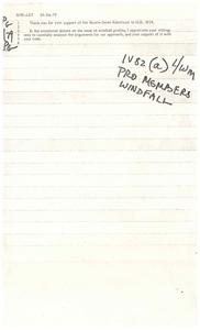 ["The document is a thank you letter for support of the Moore-Jones Substitute to H.R. 3919 in the emotional debate on windfall profits. The document acknowledges opposing viewpoints but emphasizes the belief that the Substitute will protect the public interest and provide incentives for increasing domestic energy. The writer looks forward to working together on future issues and requests drafts of letters to thank supporters and opponents of the Substitute."]