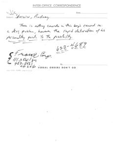 ["There is concern about a potential drug problem with a person named Rodney Sherwin due to the rapid deterioration of his personality, despite there being no concrete evidence in his record."]