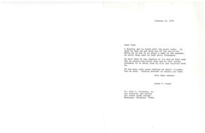 ["James R. Jones contacted Otis to inform him that Jim Leake has sold one of his companies and is interested in discussing financing. Jim will be returning from a trip on November 15 to meet with James. James also mentioned that if there are any other matters to discuss, Otis should inform him."]