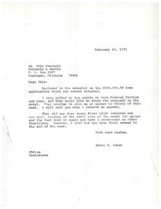 ["James R. Jones is returning the material on a $500,000 loan application to Mr. Otis Eversole. Jones has spoken to Home Federal Savings and Loan about the proposal for a motel, and they will give an answer by Friday. Initially, Home Federal was concerned about the small size of the motel and lack of additional facilities. Jones will inform Eversole of their decision by the end of the week."]
