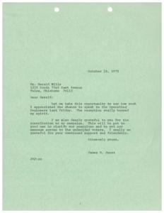["The document is from James R. Jones to Gerald Bliss, thanking him for the opportunity to speak to the Operating Engineers and for his contribution to Jones' campaign. Jones expresses gratitude for Bliss's support and friendship."]
