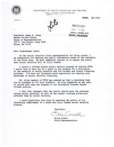 Invitation Letter to Congressman Jones for a Public Discussion on Social Security Financing, 1981-01-01 - 1981-12-31