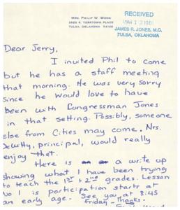 Letter to Jerry Regarding Attendance at Congressman Jones&#39; Meeting, 1981-01-01 - 1981-12-31