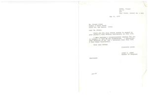 ["Ginger Evans wrote to United States Representative James R. Jones asking for a congratulatory message for her parent's 50th wedding anniversary. Jones sent a message for Evans to present to her parents and also sent a separate message directly to Mr. and Mrs. Robert Evans congratulating them on their anniversary. Evans requested this as part of a card shower she was planning for her parents."]